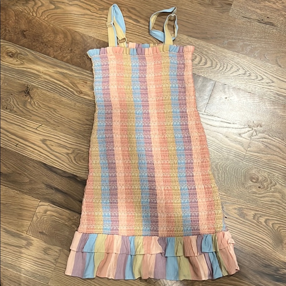 American Eagle body con pastel ruffle dress